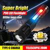 Waterproof Powerful Flashlight USB Rechargeable Lantern Super Bright Torch Work Light Zoom Tactical Lamp Outdoor Camping Lights