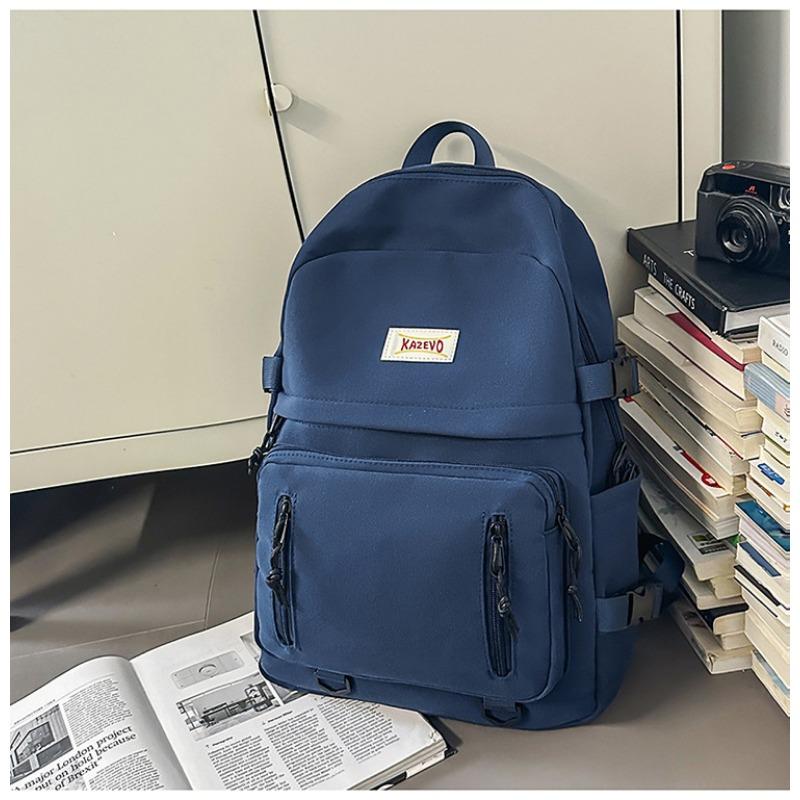 School Bag New High Value Solid Color Simple Backpack Junior High School Students Light Travel Spring Outing Large Capacity Backpack