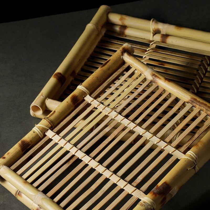 Thai Restaurant Supplies Bamboo Woven Trays Japanese Cuisine Sets Service Plates Creative Snacks Fried Food Dessert Plates