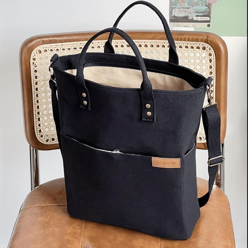 Japanese Style Thickened Nylon Tote Bag with Multi Pockets, Casual Student Laptop Shoulder Crossbody Bag Lightweight Durable