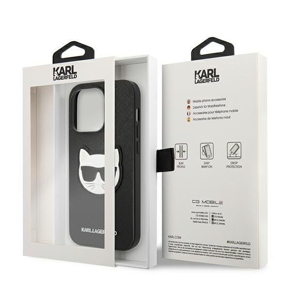 Karl Lagerfeld KLHCP14LSAPCHK iPhone 14 Pro 6.1" Hardcase Black/black Saffiano Choupette Head Patch