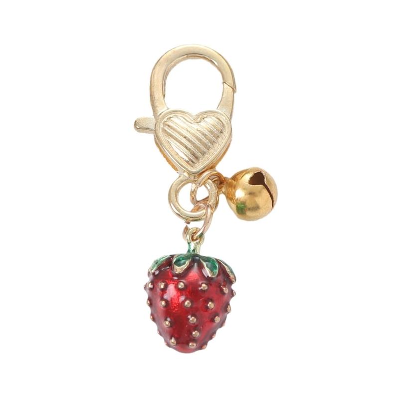 Alloy Strawberry Keychain Handmade Key Chain Colorful Fruit Pendant Phone Chain 1