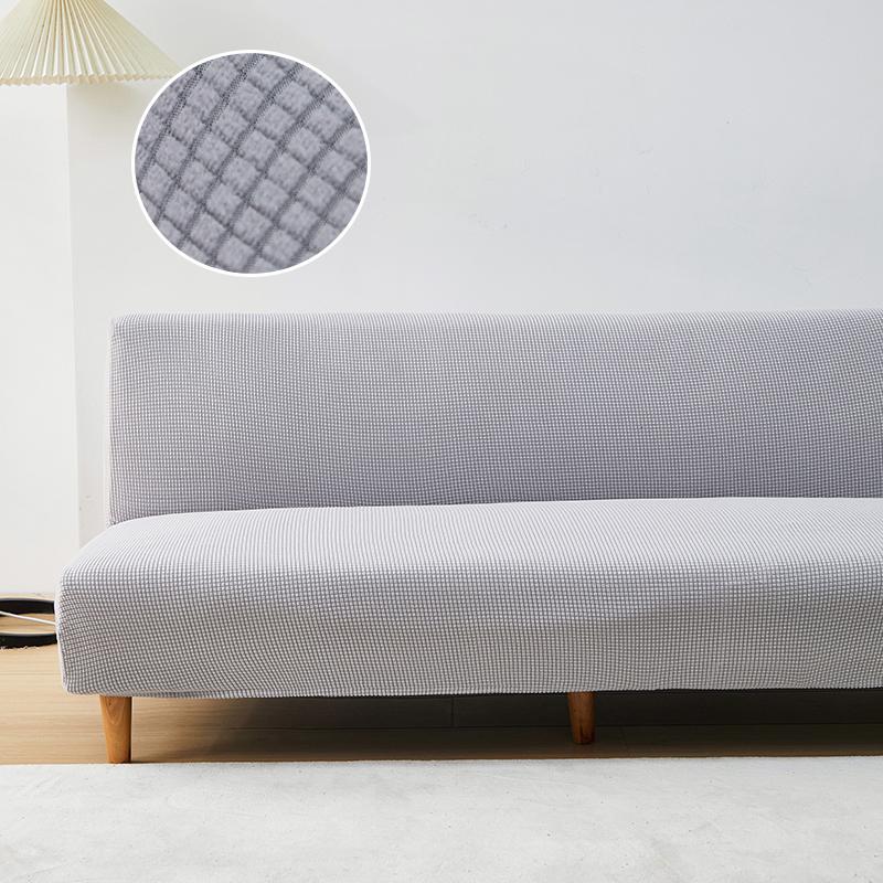 

Stretch Jacquard Futon Slipcover Armless Sofa Bed Cover Furniture Protector Without Armrests with Elastic Bottom for Kids L 170-210cm світло-сірого кольору