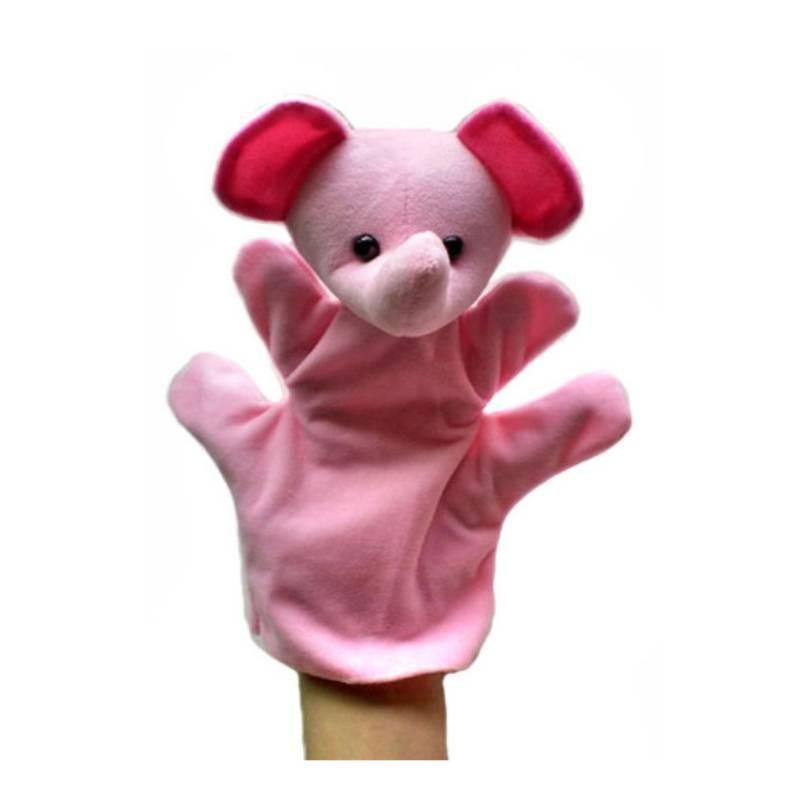 Weiche und entzückende Handpuppen von Gemeinschaftshelfern mit bunten Tiermotiven