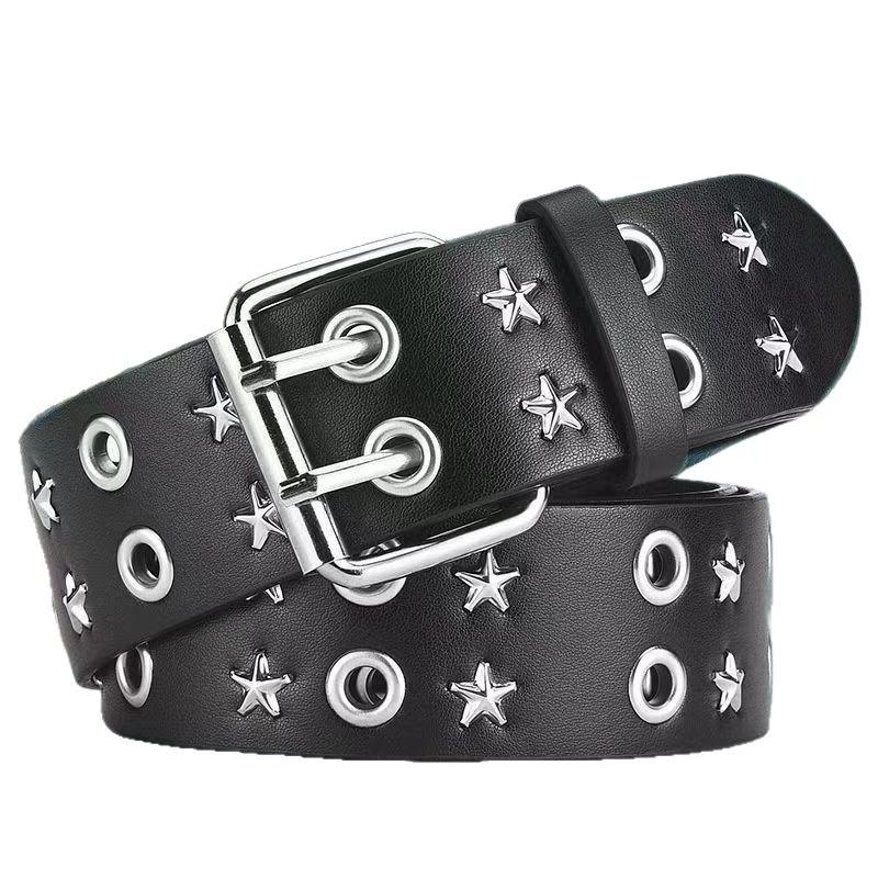 1Pc American Retro Heavy Industry Belt Accessories Women's Waist Decoration Jeans Metal Rivet Belt Wide Version