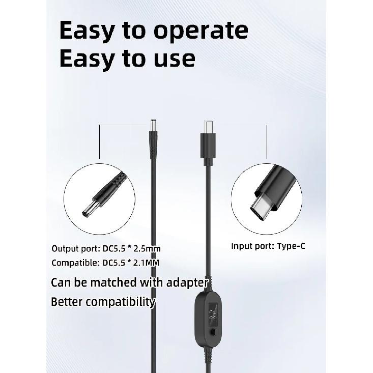 USB C To DC Power Cable 140W Type C To 5V 9V 12V 15V 20V 28V Adjustable Voltage Adapter Connector Cable for Laptop Routers