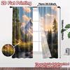 Set Of 2 Flat Printing Curtains Without Rod Mountain Serenity Creative Prints Home Modern Sheer Made Polyester