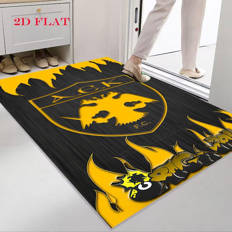 AEK Athen F.C Teppich für Wohnzimmer Schlafzimmer Zuhause Sofadekoration, Rutschfeste Bodenmatte für Kinder zum Spielen