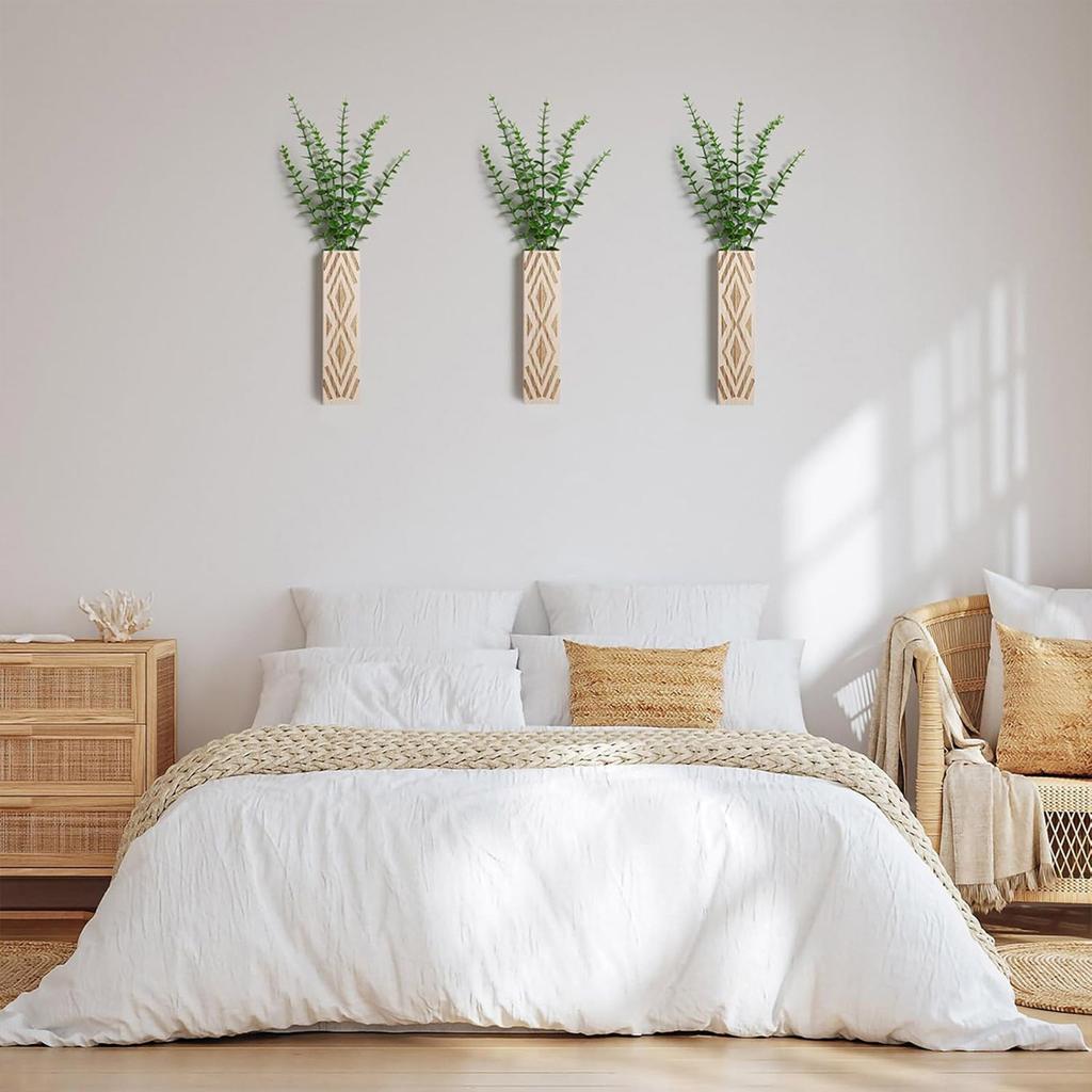 2 Pièces Vase Mural Unique Support à Fleurs en Bois pour les Passionnés de Décoration Intérieure Naturelle Vase pour Fleurs Séchées