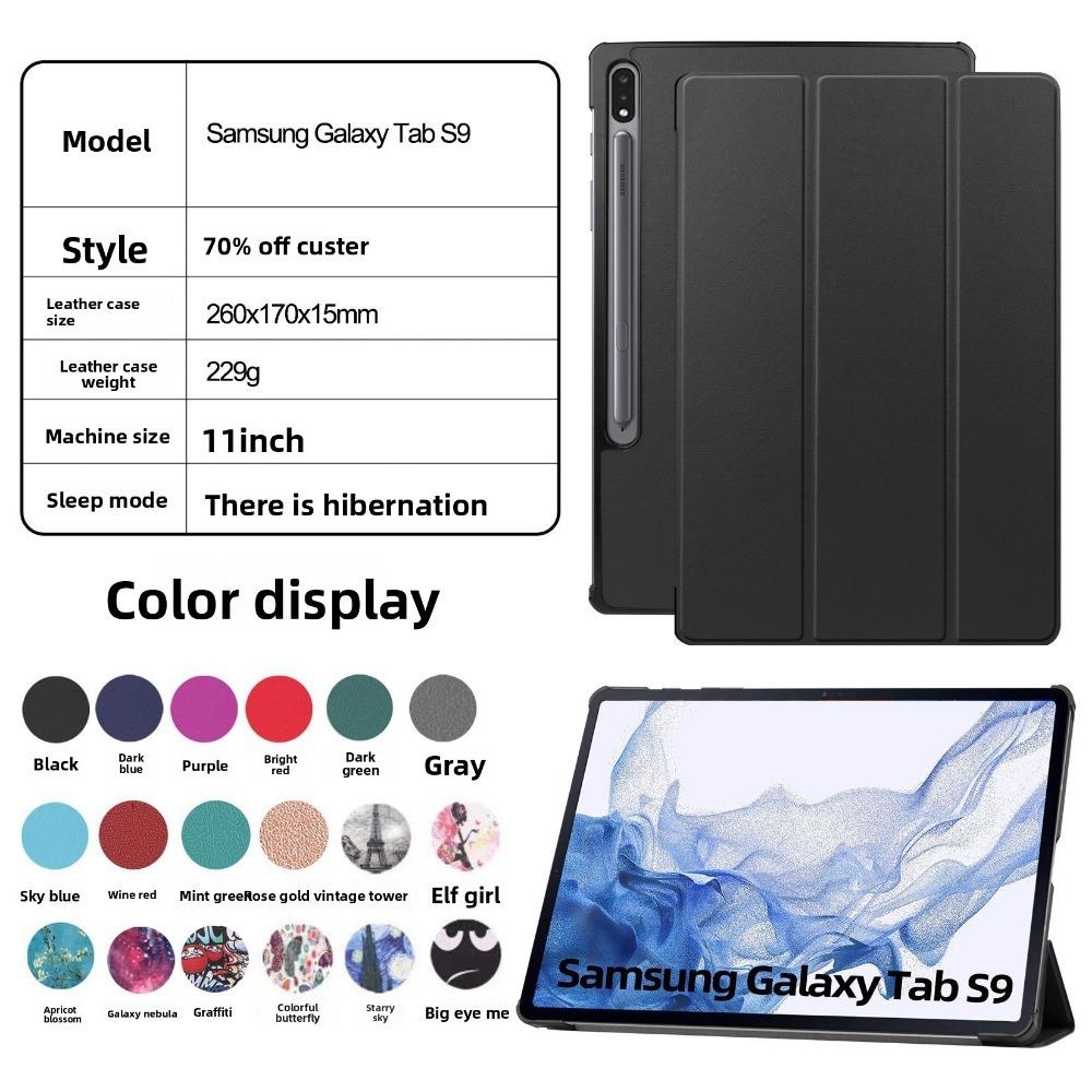 For Samsung Tab S9fe Case 2024 12.4 Inch Premium Tri Fold Stand Cover for S9 Plus S10 Tablet Protective Sleeve