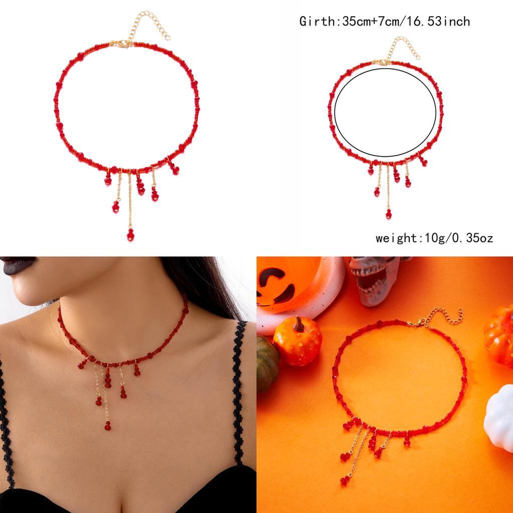 Geometric Crystal Pendant Necklace For Women With Halloween Elements