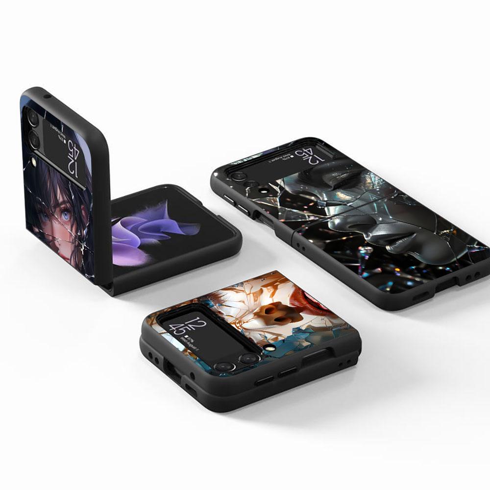 Custodia Beauty Crush Girl per Samsung Galaxy Z Flip4 Flip3 5G Guscio Rigido in PC per Cellulare Z Flip 4 3 Nero Coque Zflip4 Zflip3 Cover