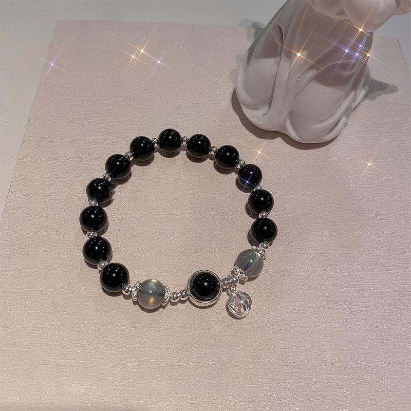 Exquisite Black  Beaded Bracelet For Women Ins Style Trendy Cool Bracelet  Simple Jewelry Party Gift