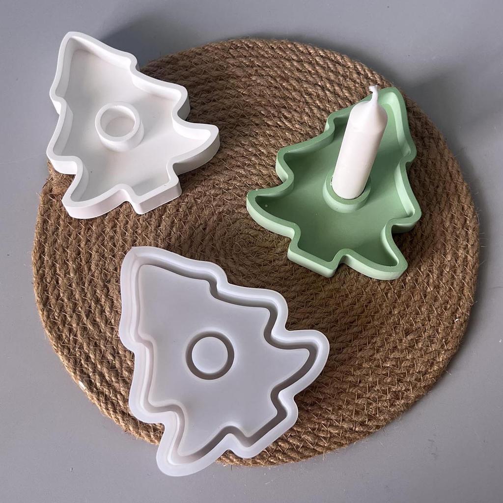 Christmas Candle Mold Silicone Silicone Candle Holder Mold Tree Shaped Candle Holder Mold Lightweight For Dining Table Home