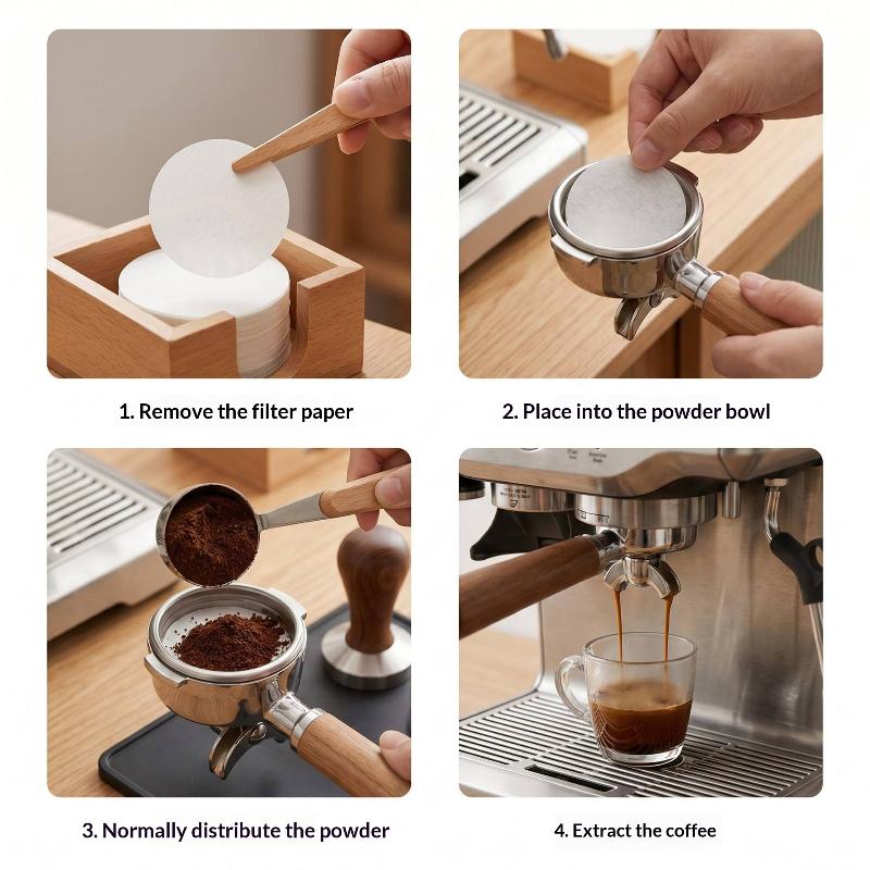 500 buc 58mm Filtru de Hârtie pentru Cafea Dezinfectabil Ecologic Grad Alimentar pentru Portafiltru Espresso Cafetieră Utilizare Casnică Comercială