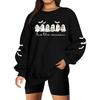 Hallowmas Ghost Print Long Sleeve Sweatshirt Women Crew Neck Oversized Pullover Top