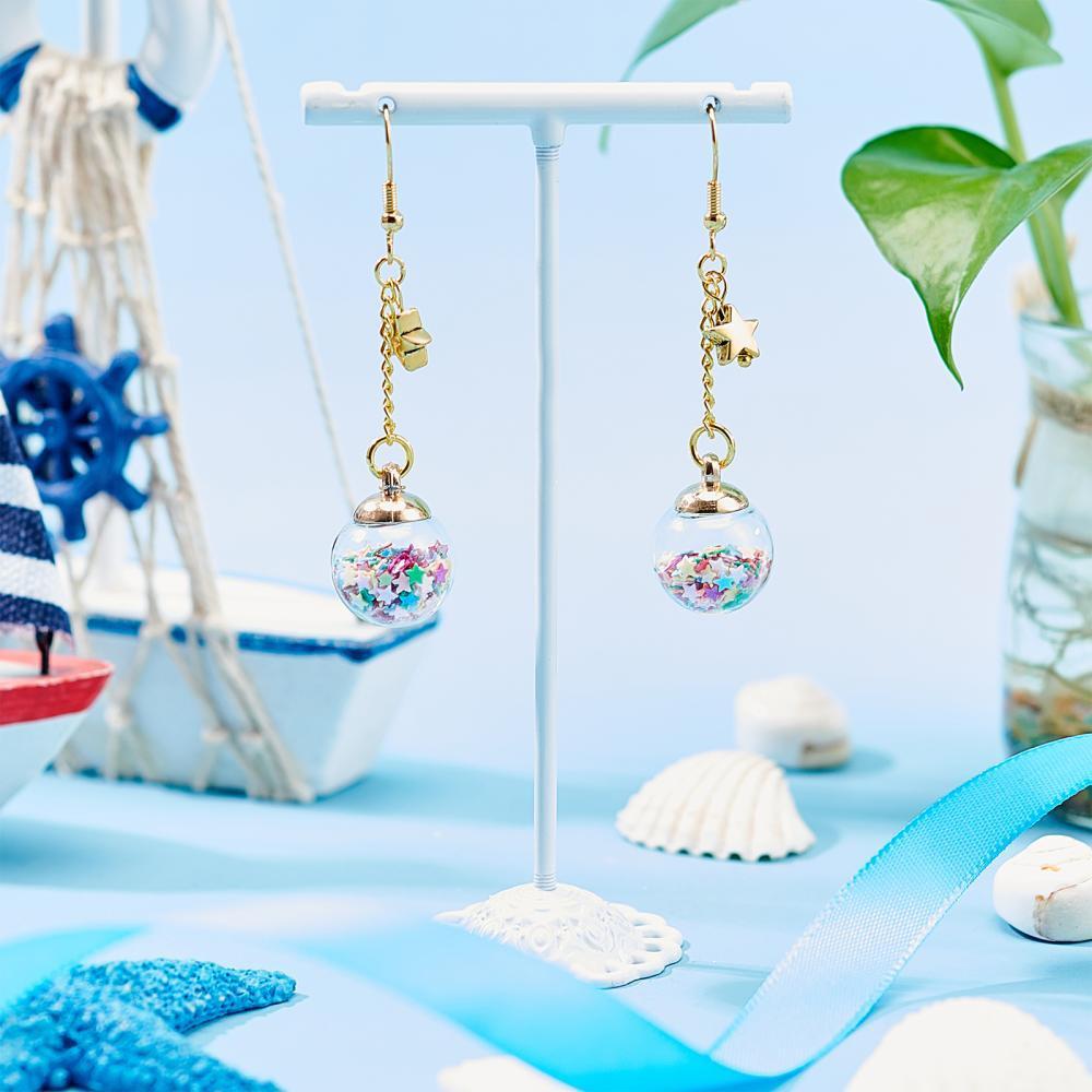 Star Sequin Glass Ball Pendant for Nail Art, Necklaces, Hair Accessories & Keychains