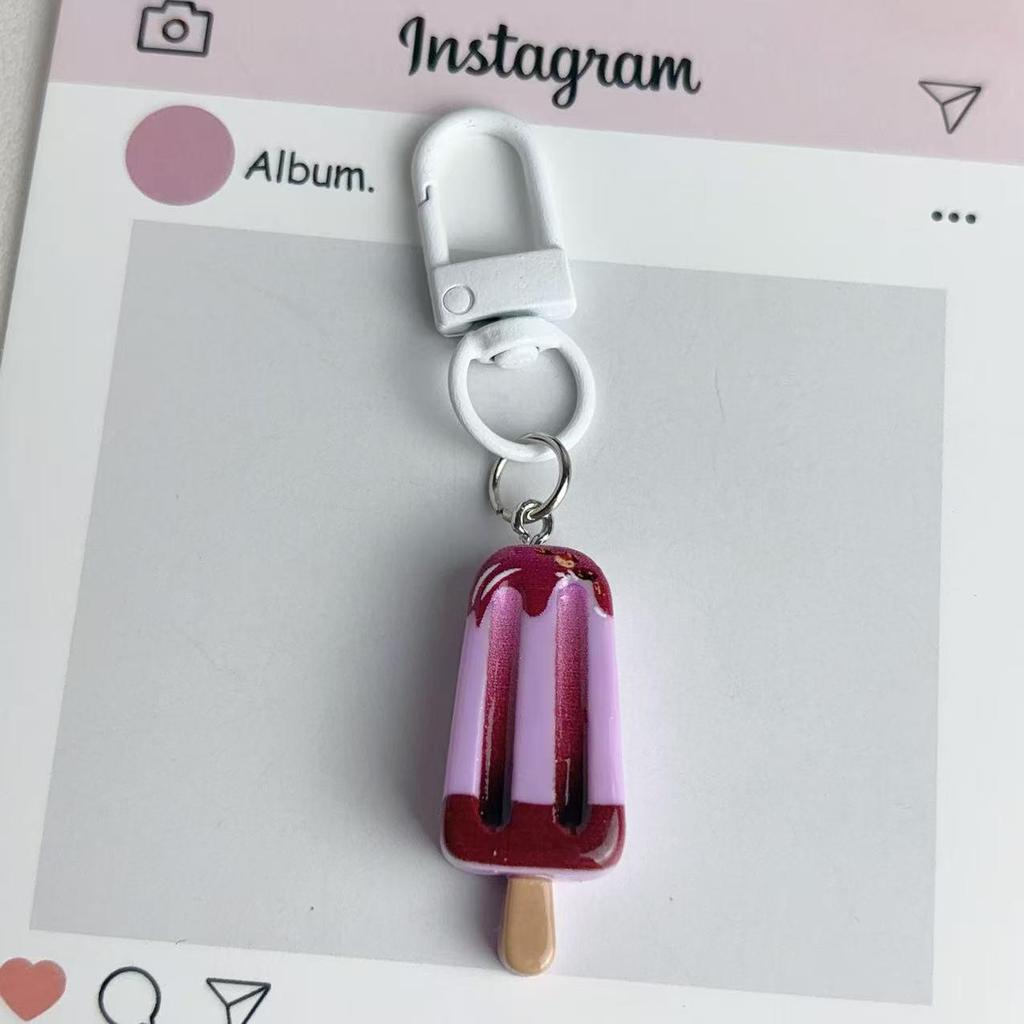 Cartoon Fruit Ice Cream Keychain Pendant - Cute & Realistic Food Toy Ornament for Couples & Friends