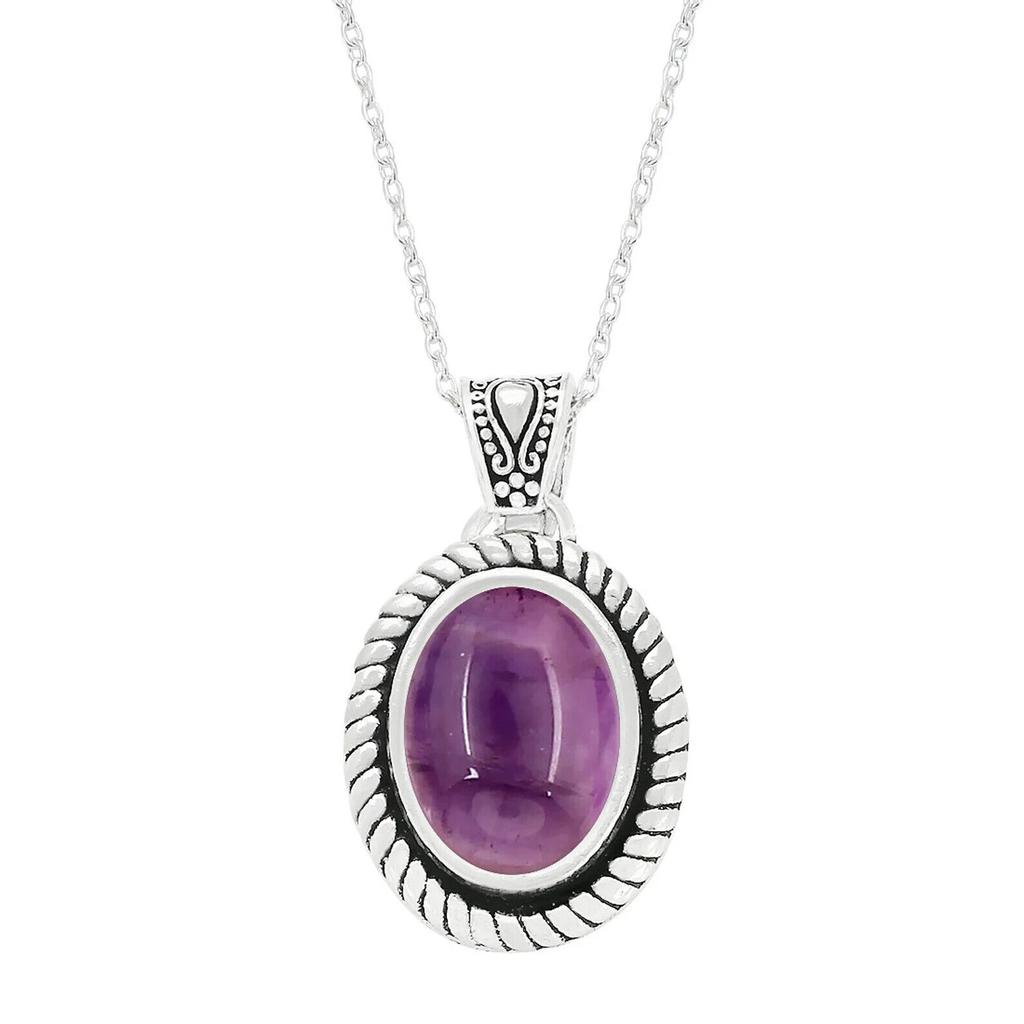 4,50 Karat natürlicher lila Amethyst-Edelstein, handgefertigt, 925er Sterlingsilber, Tropfenanhänger