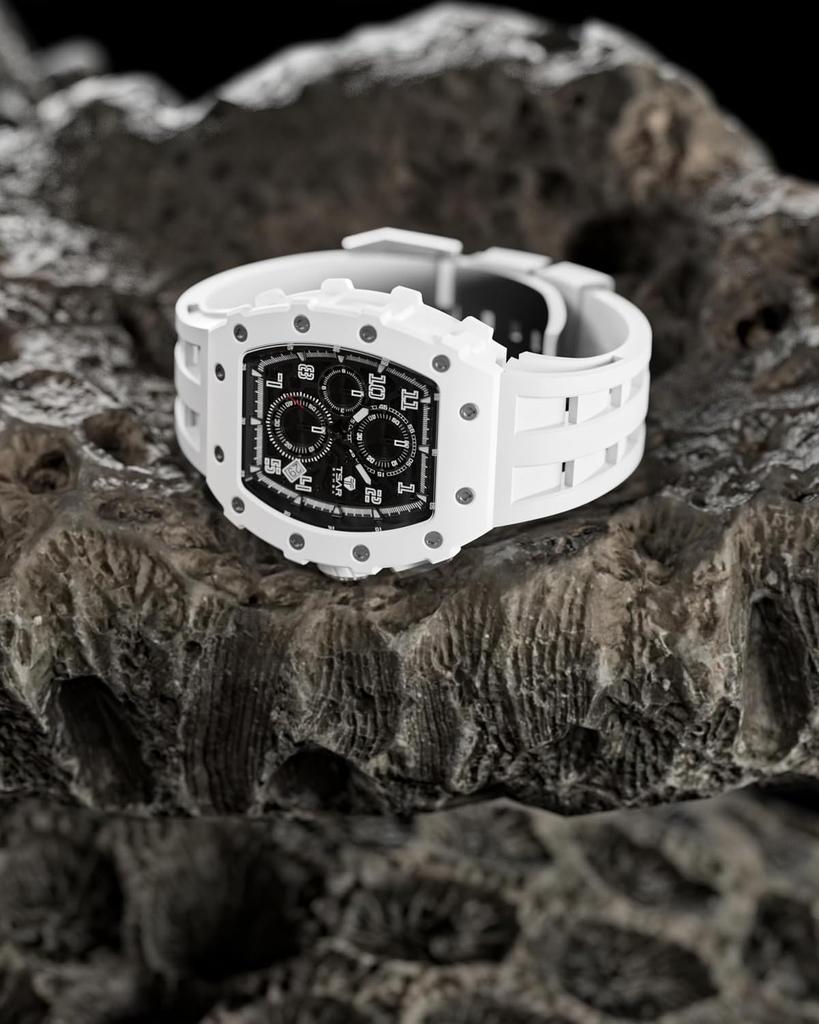 TSAR BOMBA Skeleton Automatic Watch with Ceramic Japanese Tonneau Silicone 50M Water Luminous Luxury Watch for Gift Men's Movement, Strap, Resistance,