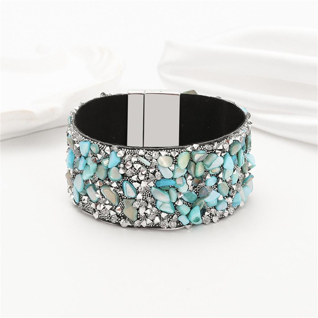 Damen Boho Zerknittertes Manschettenarmband mit Akzenten Schmuck