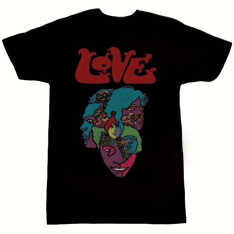 Unisexs Forever Change Love Pattern Shirt Spirit Travel Retro s and s Inspired Design LOVE Letter and Colorful Face Tshirt