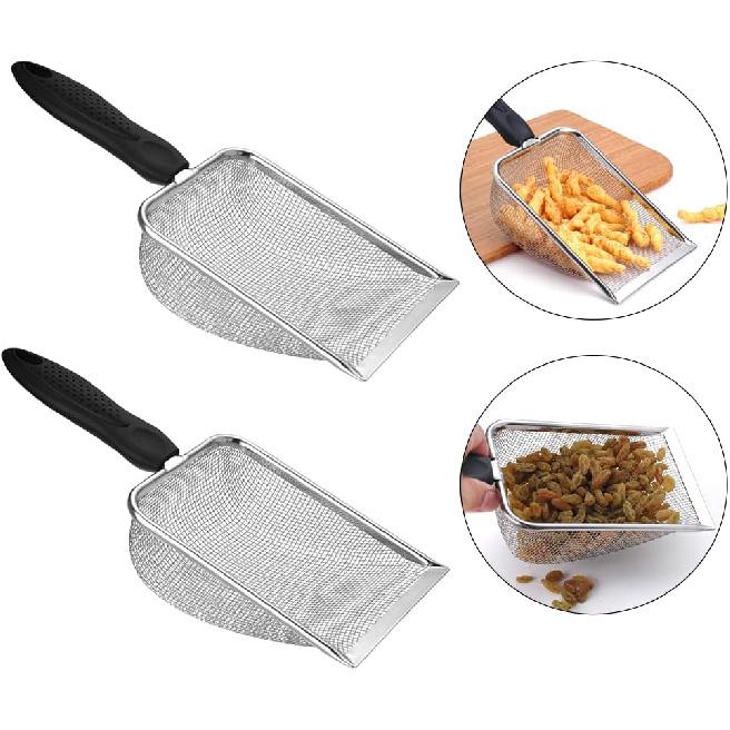 Tookie 2pcs Reptile Sand, Stainless Steel Fine Mesh Scoop Shove-l Portable Litter Scoop Reptile Litter Cleaner Scoop for Cat Litter Box, Sand