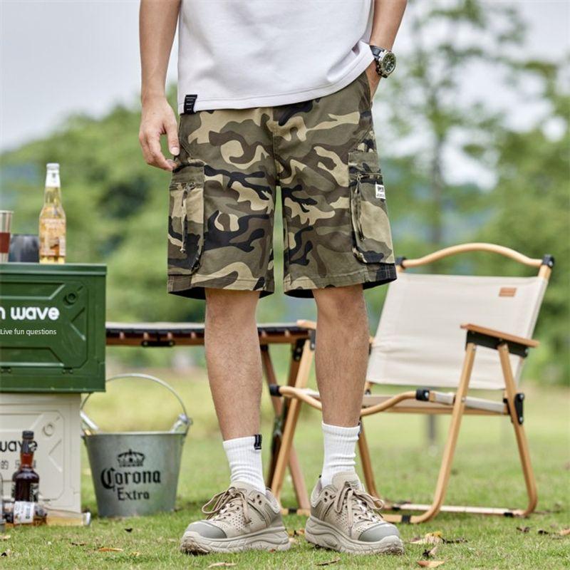 Excess Stock Camouflage American Retro Work Shorts for Men, Summer 2024 New Trendy Ins Style, Large Size Five-Point Shorts