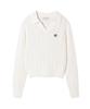 WACKY WILLY Women'S Cable Open Collar Pullover Cream