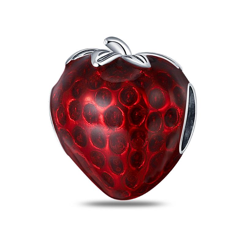 Fits Pan Braceletscopper Charms Color Strawberry Cherry Blueberries Fruit Sweet Original Diy Jewelry Birthday Fine Gifts