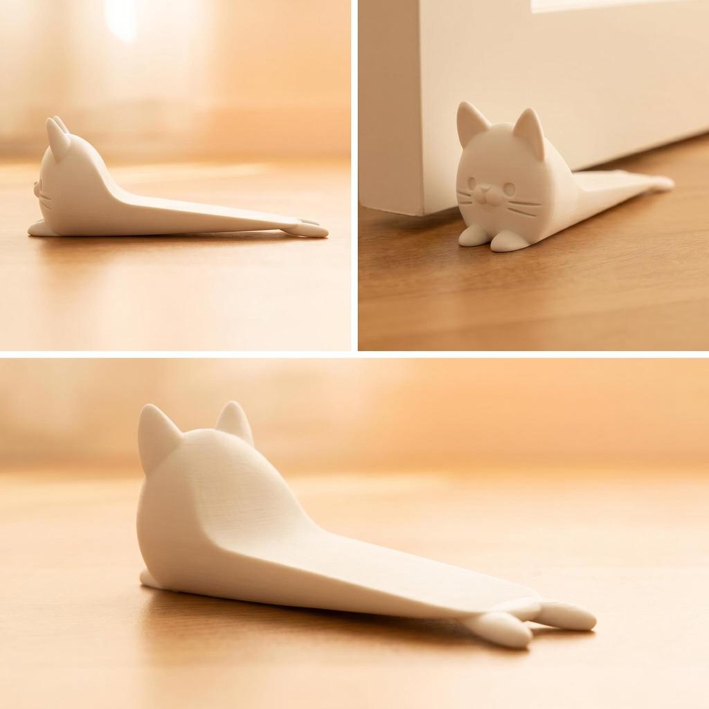 Cute Cat Door Stopper, 3D Printed Door Wedge Stopper for Bottom of Door, Non-Slip Door Holder, Decorative Stop for Bedroom