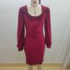 2024 Elegant Velvet Square Neck Slim Fit Dress with Mutton Sleeves for Autumn/Winter