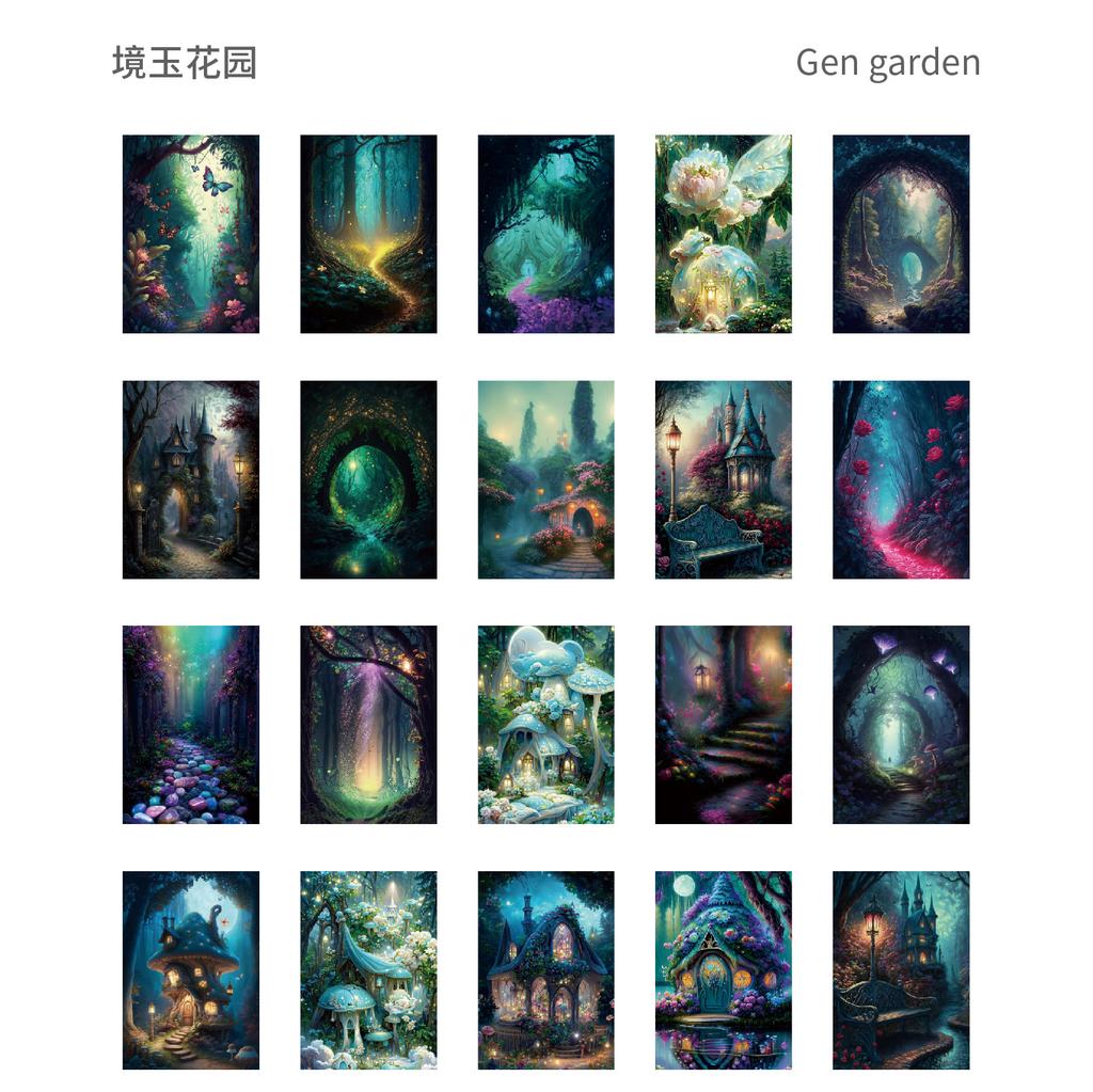 20 pcs Dream forest material paper plant pattern decorative hand ledger material paste the bottom message Junk Journal Supplies