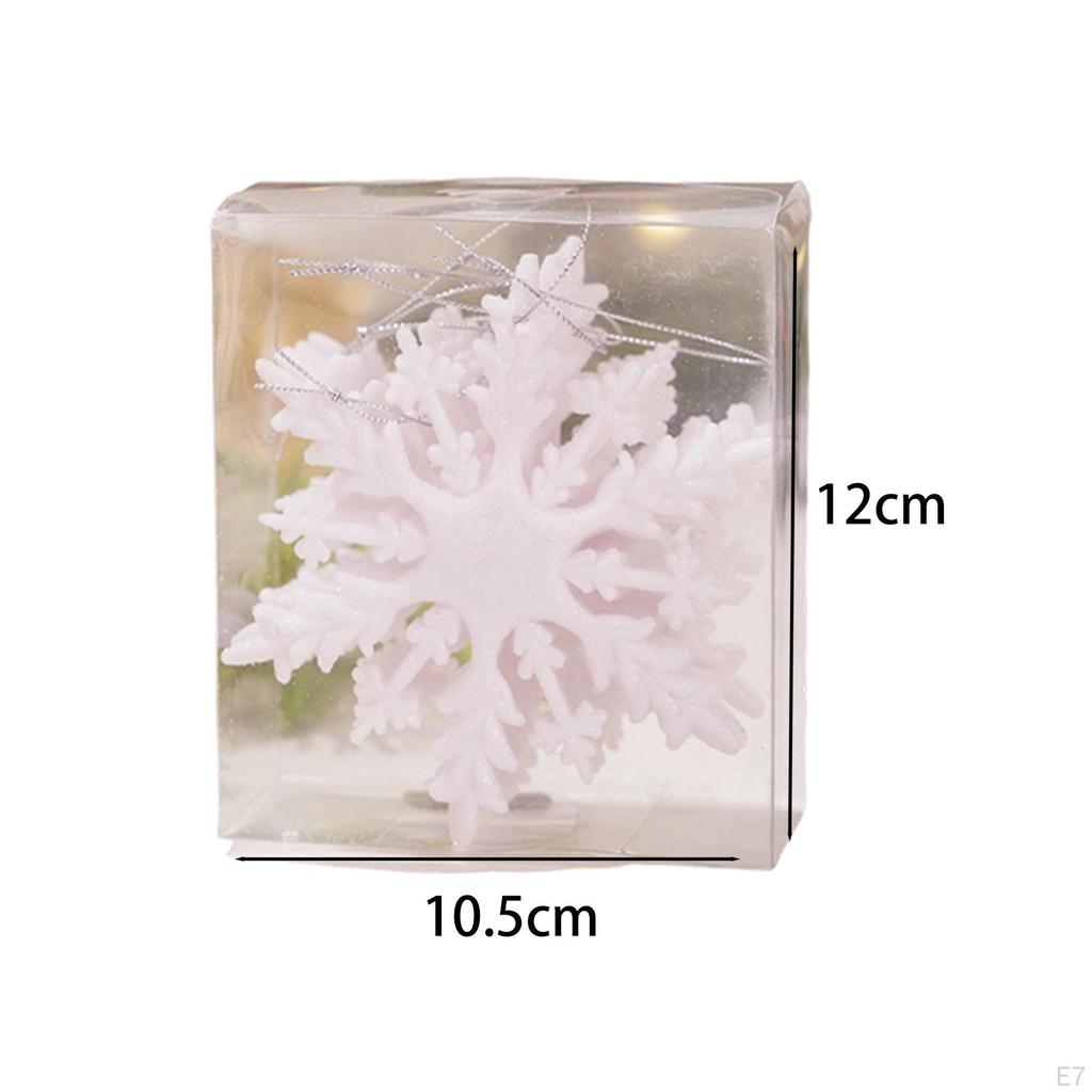6 Pieces Christmas Glittering Snowflake Ornaments 12x10.5cm Multipurpose for DIY Craft Projects PP