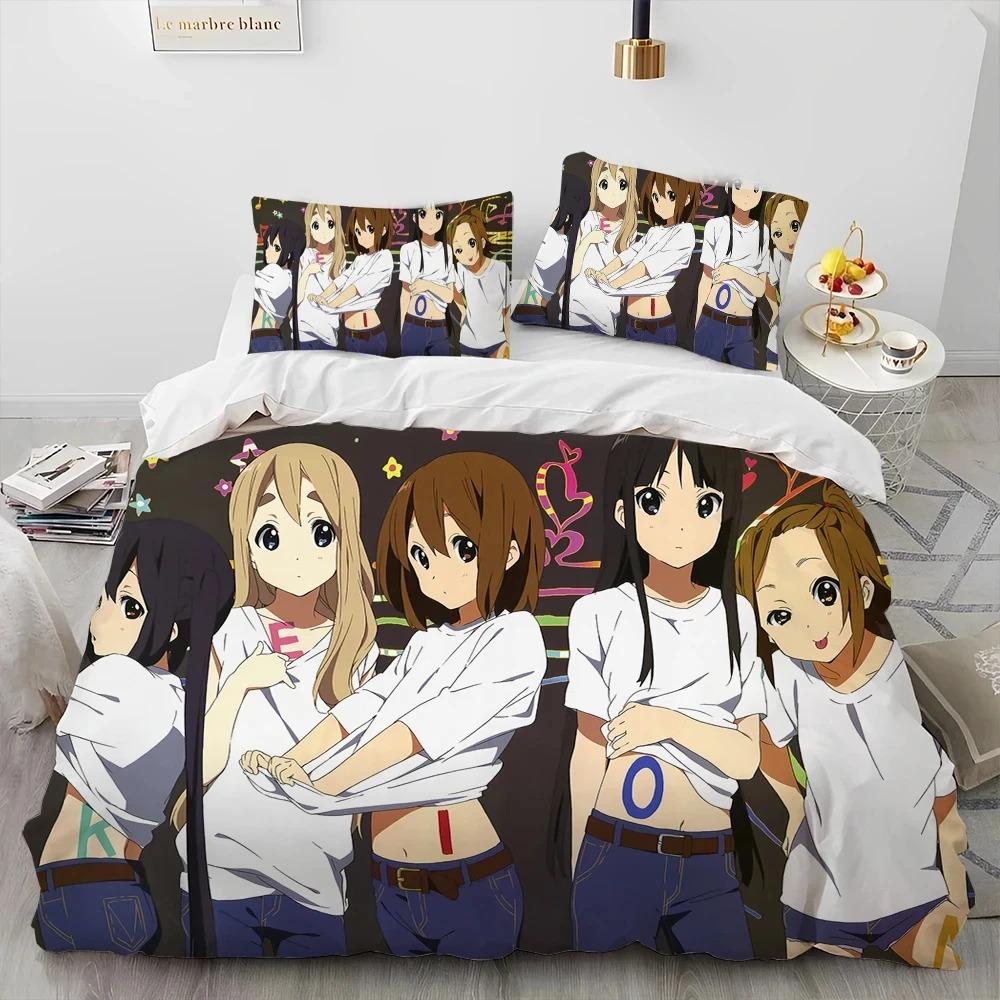 K-ON Kawaii Girls Anime Bedding Set Boys Girls Twin Queen King Size Duvet Cover Pillowcase Bed Boys Adult Home Textileextile