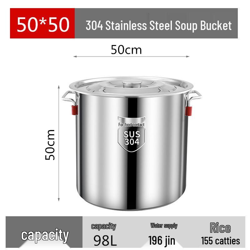 Stal Nierdzewna 304 Bardzo Gruba Garnek do Zupy z Pokrywką - Duża Pojemność Garnek do Rosół i Przechowywanie Oleju/Ryżu do Użytku Domowego lub Komercyjnego