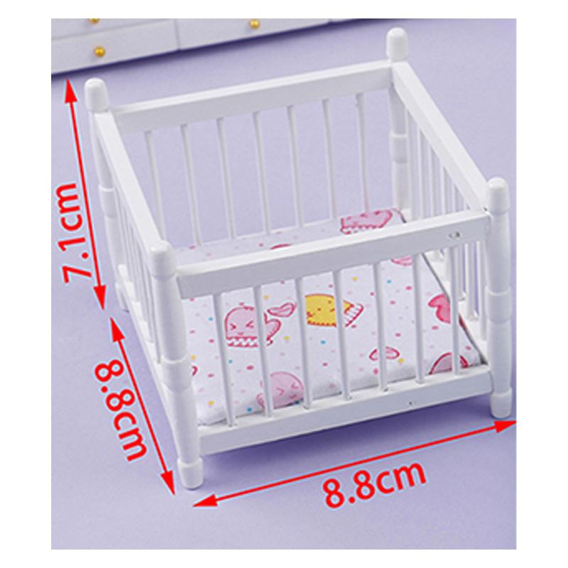 1Pcs Dollhouse Miniature Wooden Furniture Shaker Cradle Baby Bed Model Toys Nursery Simulation Crib Dolls Home Deccor Accessory