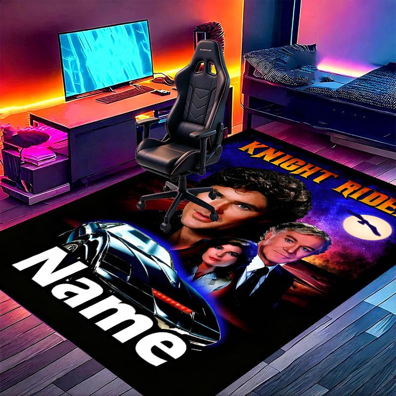 Custom Name Personalized Knight Rider Print Carpet, Versatile Home Decor Rug, for Playroom, Apartment, Balcony, Entryway, Hallway Gift