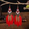 Trendy Ethnic Retro Multicolor Feather Beaded Circle Dangle Earrings