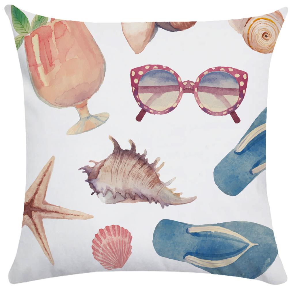 Ocean Starfish Shell Marine Life Print Pattern Cushion Cover Home Sofa Decoration Square Pillow Pillow Cover