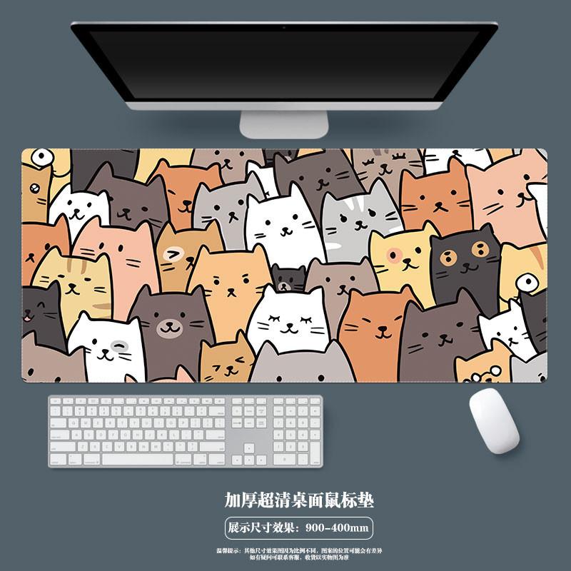 Cat Mouse Pad Large Cute Cartoon Laptop Office Keyboard Pads Customized Nonslip Kawaii Black Cartoon Cats Desk Mat