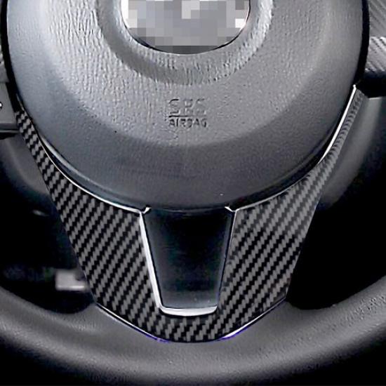 Bright Carbon Fiber Car Inner Steering Wheel Chin Sticker For Mazda 3 2014-2018