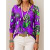 T-shirt da Donna 2025 Grafica Etnica Piuma Elegante Moda Magliette Manica Lunga T-shirt Scollo a V Top Regolari Pullover Autunno Inverno