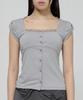 Peulleeoeob Lace Sleeve Top (Fl-112_Gray)