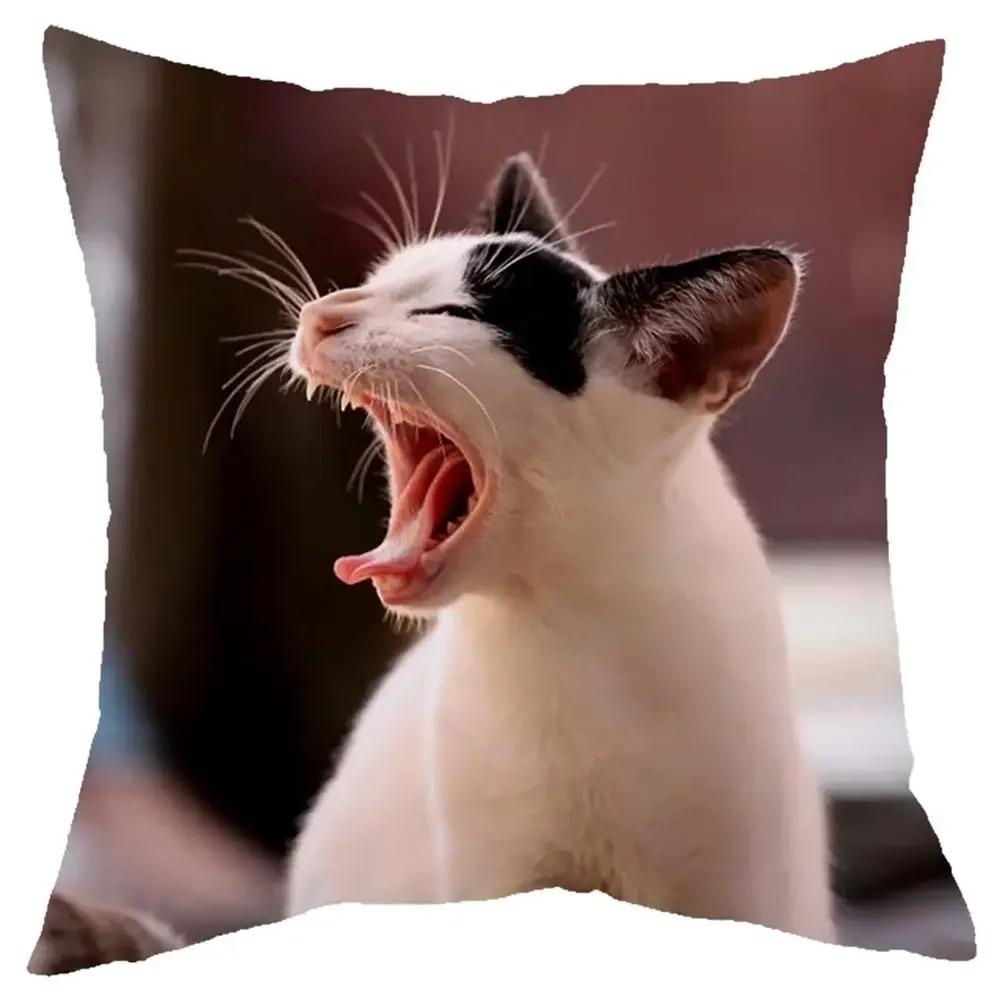 Office Living Room Home Pillowcase Cute Little Lazy Cat Pattern Pillowcase Car Ornaments