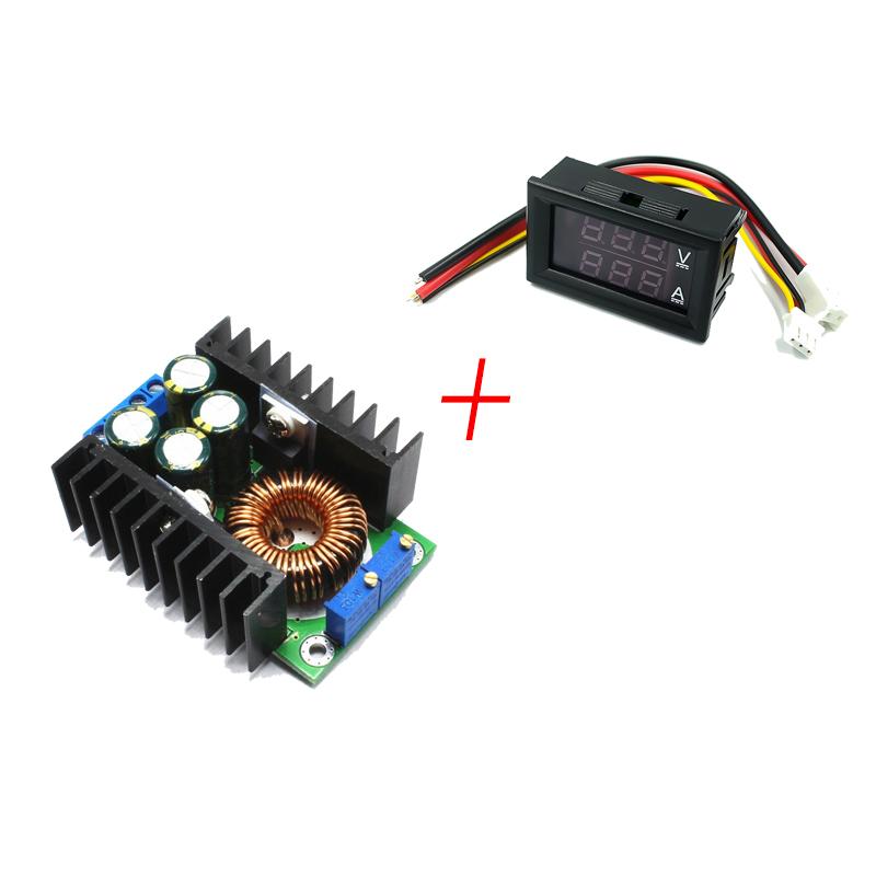 Conversor Boost DC 9A 300W 150W Conversor Buck Step Down Módulo de Potência DC 0-100V 10A Voltimetro Amperímetro Digital Display Duplo