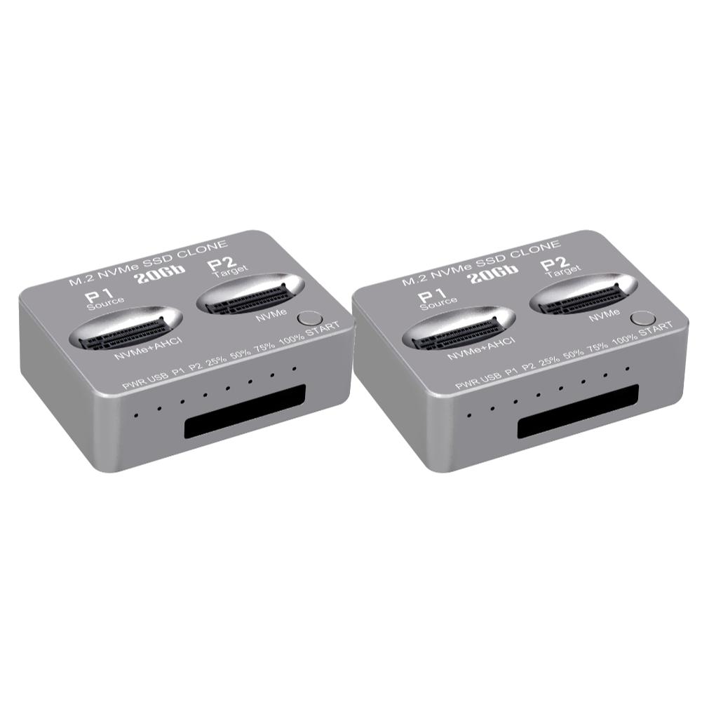 Dual-Bay NVME Docking Station Gen2X 20Gbps M.2 NVME SSD Clone USB3.2 Type C External Hard Disk Box M/B M Key M.2 M.3 NVME PCI-E