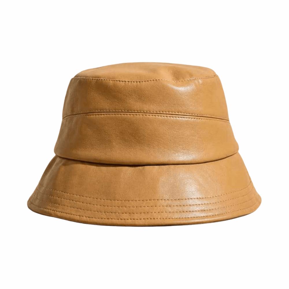 Solid Color Wide Brim Hat Lightweight PU Leather Hat Casual Sun Bucket Hat  Outdoor