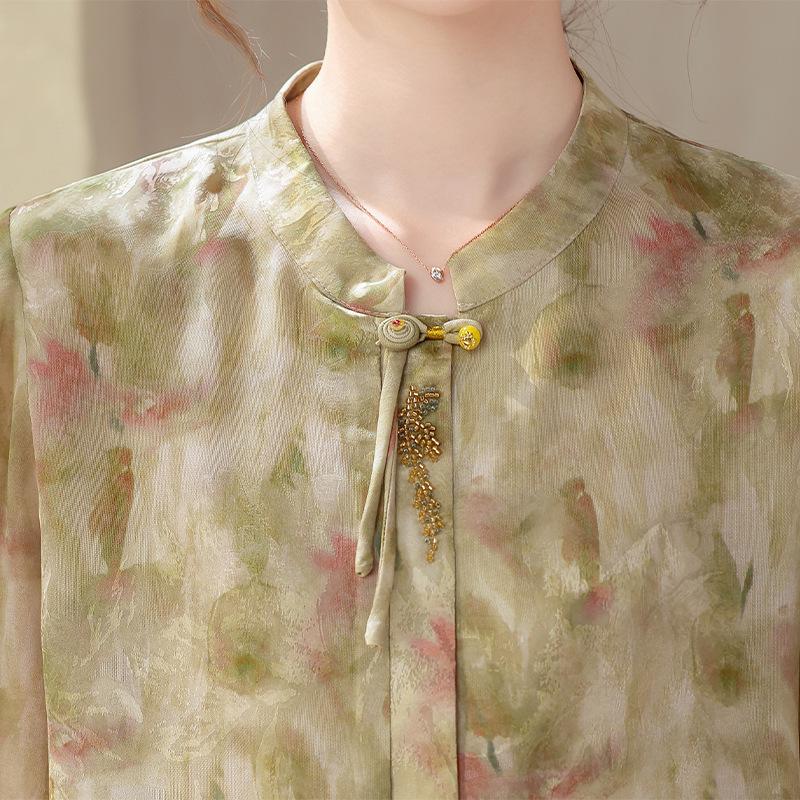 2026 New Style Chinese Wide-Leg Chiffon Top for Middle-aged and Elderly Women