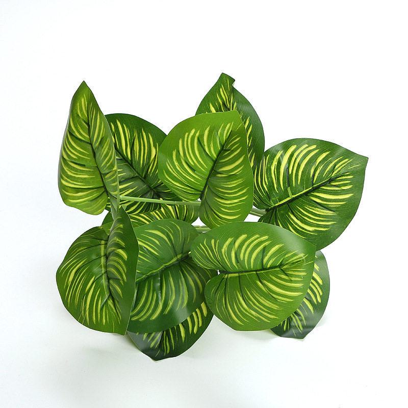 Artificial Pothos & Monstera Leaves Wall Decor for Living Room - Small Potted Greenery Arrangement